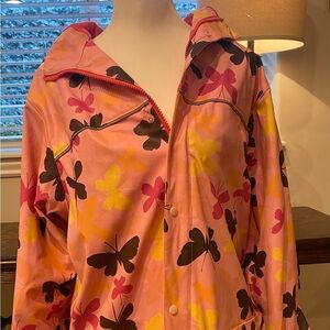 Lands' End Pink Butterfly Bomber Jacket